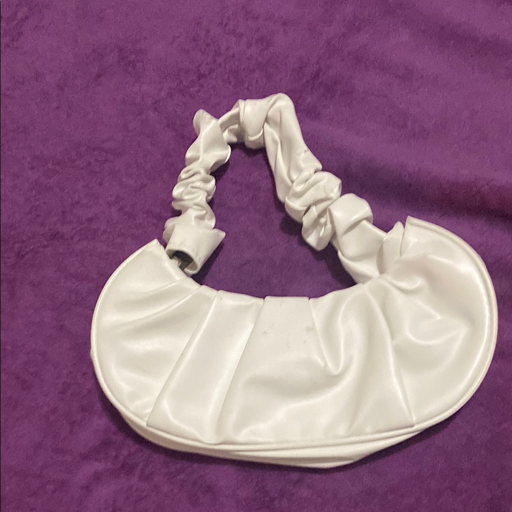 Stylish White Ruched Handbag